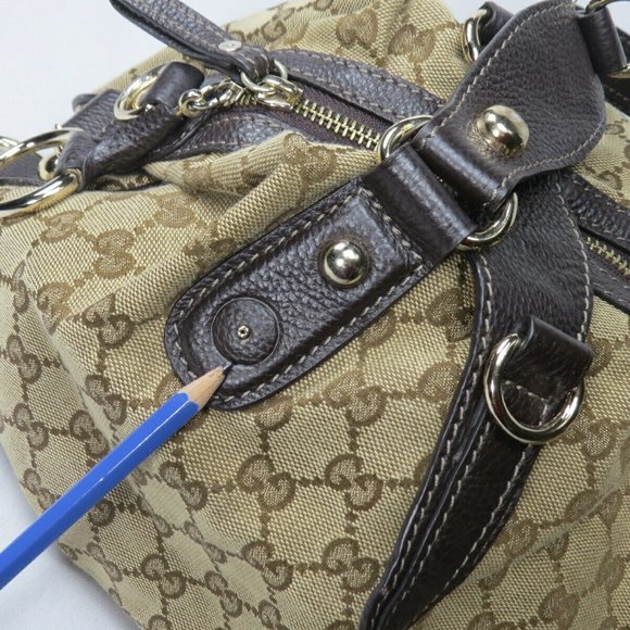 GUCCI Womens Sukey Handbag Bag Tote Purse Guccissima Logo Italy Monogram Vintage - Picture 14 of 14